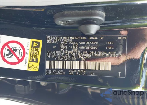 2019 Toyota Highlander Se from USA, damaged, VIN 5TDKZRFH7KS331139